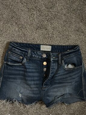 Gilded Intent Dark Blue Distressed Denim Shorts